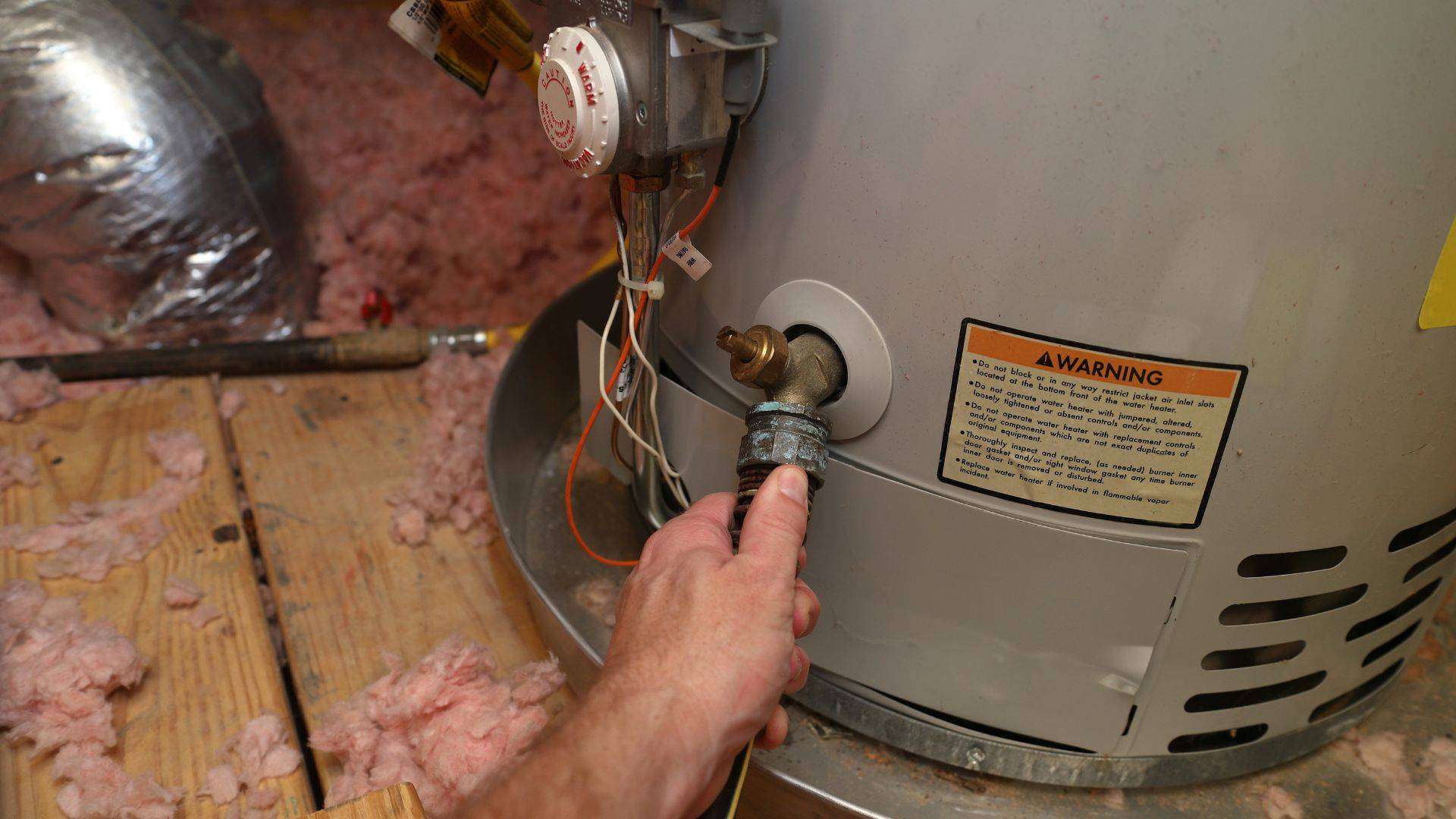 Image of a water heater located in a customers attic