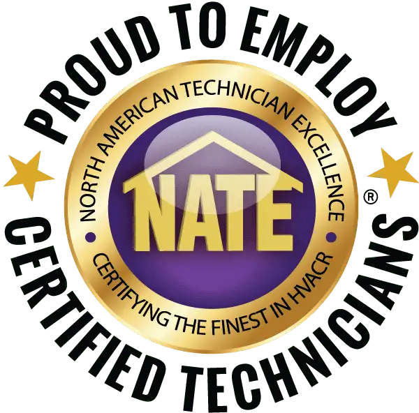 NATE logo certifying Elkhorn Heating, Air Conditioning, Plumbing & Electrical technicians.